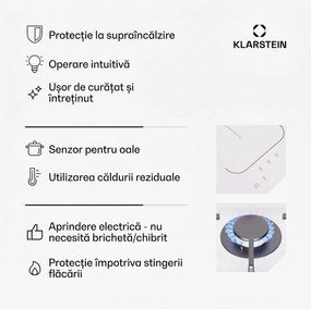 Klarstein MultiChef 4, plită cu inducție și gaz, 4 zone de gătit, 2 arzătoare cu gaz, 2 plite cu inducție, FlexZone