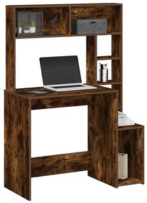 vidaXL Birou cu rafturi, stejar fumuriu, 100x45x140 cm, lemn compozit