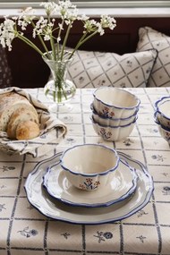 Farfurie mică din ceramică pictată manual, Ø 21,5 cm, albastru, „Esther Wildflower"
