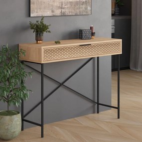 Masă consolă în culoare naturală cu aspect de lemn de stejar 35.5x110 cm Ecrin – Marckeric