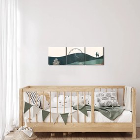 Tablou - Peisaj ilustrat (cu ceas) (90x30 cm)