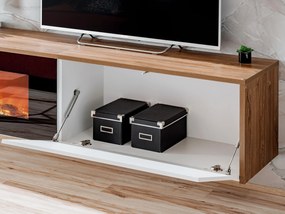 Masă TV Dalton (stejar sterling + alb mat) (cu șemineu electric). 1097691