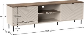 Măsuţă TV, caşmir/stejar castello, EYCO 2D/180