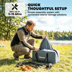 Outsunny Cort de camping pentru 2-4 persoane, impermeabil, cort de familie cu 3 uși, acoperiș de ploaie detașabil, folie de sol, geantă de transport, albastru închis | Aosom Romania