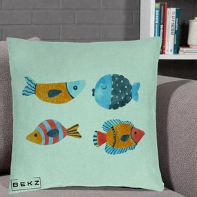 Perna Decorativa Pesti Acuarela, 40x40 cm, Verde Menta, Husa Detasabila, Perna Inclusa, BEKZ®