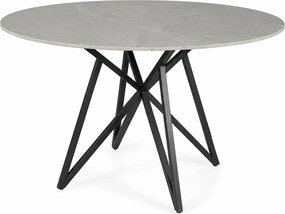 Masa MURANO, gri cu efect de marmura/negru, ceramica/metal, 120x120x76