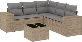 vidaXL Set canapele de grădină cu perne, 6 piese, bej, poliratan