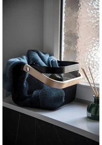 Organizator cu mâner din bambus pentru baie Wenko, negru