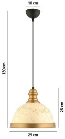 Lustră MONZA pe cablu, 1xE27/40W/230V, Ø 29 cm, crem/bronz