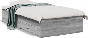 vidaXL Cadru de pat cu sertare gri sonoma 90x200 cm lemn prelucrat