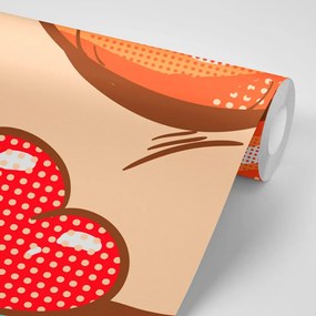 Tapet pop art sărut plin de dragoste