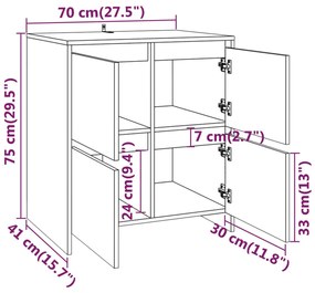 Servanta 2 piese, gri beton, lemn compozit 2, Gri beton