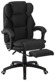 Scaun directorial, masaj lombar, spatar rabatabil, suport pentru picioare, material textil auto premium, Negru