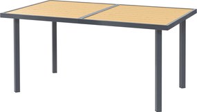 Outsunny Masă de luat masa pentru grădină pentru 6 persoane, masă de grădină cu blat din oțel cu aspect de lemn, 150 x 90 x 72 cm, lemn natural | Aosom Romania