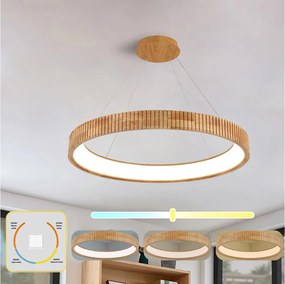Brilagi - Lustră LED FALCON WOOD MODERN, suspendată pe cablu, LED/60W/230V, Ø 80 cm, lemn