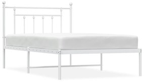 353582 vidaXL Cadru de pat din metal cu tăblie, alb, 107x203 cm
