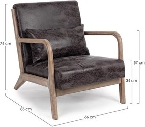 Fotoliu maro din piele ecologică pentru living Ancilla | Bizzotto