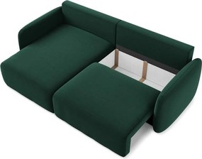 Colțar verde închis extensibil/cu spațiu de depozitare cu tapițerie din catifea (cu colț pe partea stângă/cu șezlong) Kalena – Makamii