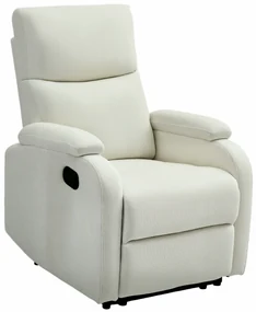 HOMCOM Fotoliu Recliner din In cu Suport Reglabil pentru Picioare, 69x91,5x103 cm, Alb crem | Aosom Romania