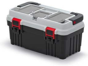 Cutie pentru scule cu maner metalic 47 x 25,6 x 23,8 cm, organizatoare, gri