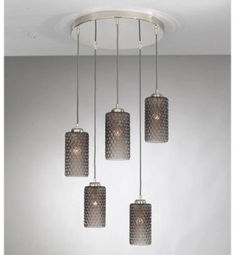 Lustra moderna cu 5 pendule design italian 10000 fumuriu