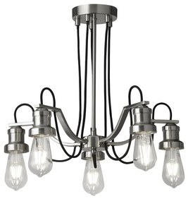 Lustra vintage stil industrial Olivia 5L argintiu satinat