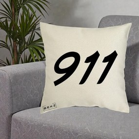 Perna Personalizata 911 Bold, 40x40 cm, Ecru, Husa Detasabila, Perna Inclusa, BEKZ®