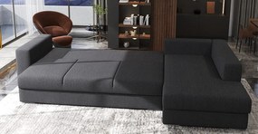 Colțar extensibil dumonde cu ladă de depozitare si sezut confortabil din spuma high-density, Gloria Enjoy Grafit 320x183 cm