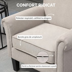 HOMCOM Fotoliu pentru Living, Stil Nordic, Tapițat cu Lemn și Poliester, Ideal pentru Living și Familie, 79x78x87 cm, Gri | Aosom Romania