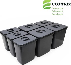 Cos gunoi incorporabil in sertar, Ecomax Jazz 90, colectare selectiva, gri orion, 4 x 15 l + 3 x 7 l Polipropilena, Gri orion, L:845 mm; A:461 mm;