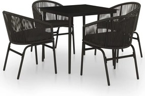 vidaXL Set de servit masa pentru grădină, 5 piese, negru