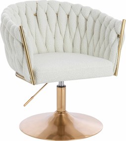 HR750N Scaun Crem Boucle cu Bază Aurie