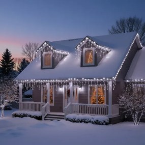 Brilagi - Ghirlandă luminoasă LED de exterior pentru Crăciun, 200 LED, 8 funcții, 13 m, IP44, alb rece