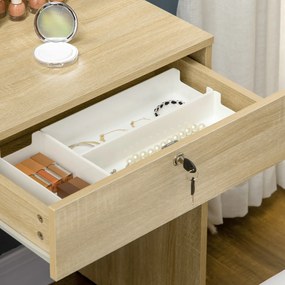 HOMCOM Masă de machiaj cu oglindă, scaun, sertare și rafturi alb | Aosom Romania