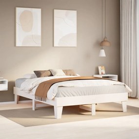 vidaXL Cadru de pat fără saltea, alb, 150x200 cm, lemn masiv pin