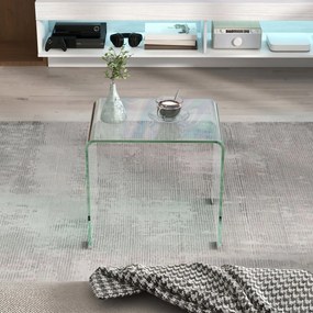 HOMCOM Măsuță de Cafea Modernă cu Picioare Antiderapante, Măsuță din Sticlă Securizată, 50x40x45 cm, Transparentă, Design Elegant | Aosom Romania