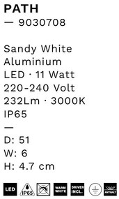 Aplica LED iluminat ambiental perete exterior IP65 PATH alb, 51cm