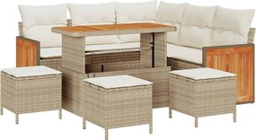 vidaXL Set de canapele pentru grădină 9 pcs Bej și crem poliratan