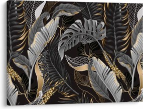 Tablou - Frunze tropicale, Galben - auriu (70x50 cm)