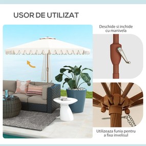 Outsunny Umbrelă de Grădină cu Deschidere cu Manivelă, Fald Dublu şi Înclinabil, 2.7x2.4 m, Alb Crem | Aosom Romania