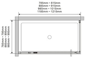 Cabina dus dreptunghiulara culoare crom 100x80 cm, Mediterraneo, Andina 1000x800 mm