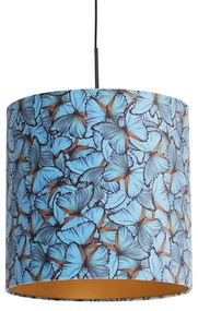 Lampă suspendată cu abajur din catifea cu fluturi aurii 40 cm - Combi