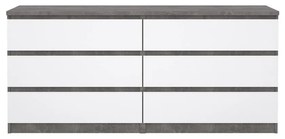 Comodă Simplicity 154 x 50 x 70 cm, gri / alb lucios