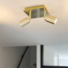 Spotlight modern pentru baie din alamă pătrat cu 2 lumini IP44 - Ducha