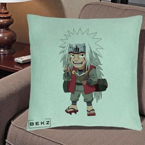 Perna Personalizata Naruto Jiraiya Sensei Chibi, 40x40 cm, Verde Menta, Husa Detasabila, Perna Inclusa, BEKZ®