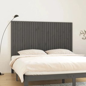 824965 vidaXL Tăblie de pat pentru perete, gri, 185x3x110 cm, lemn masiv pin