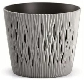 Ghiveci decorativ de flori, rotund, gri, 7.9 L, 26.2x22.2 cm, Sandy Round