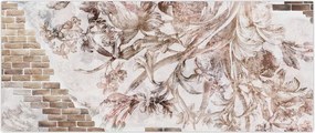 Tablou - Frescă florală pe un perete de cărămidă (120x50 cm)