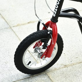 HOMCOM Trotinetă Copii Ghidon Reglabil Scooter Trotinetă Urbană Copii Kickboard cu Roți Gonflabile de 12 Inch pentru Copii de la 5 Ani Negru 120 x 58 x 75-80 cm | Aosom Romania