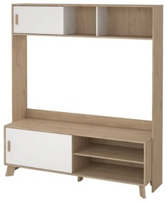 Set TV alb-în culoare naturală cu aspect de lemn de stejar 159x181x48 cm Ikast – Tvilum
